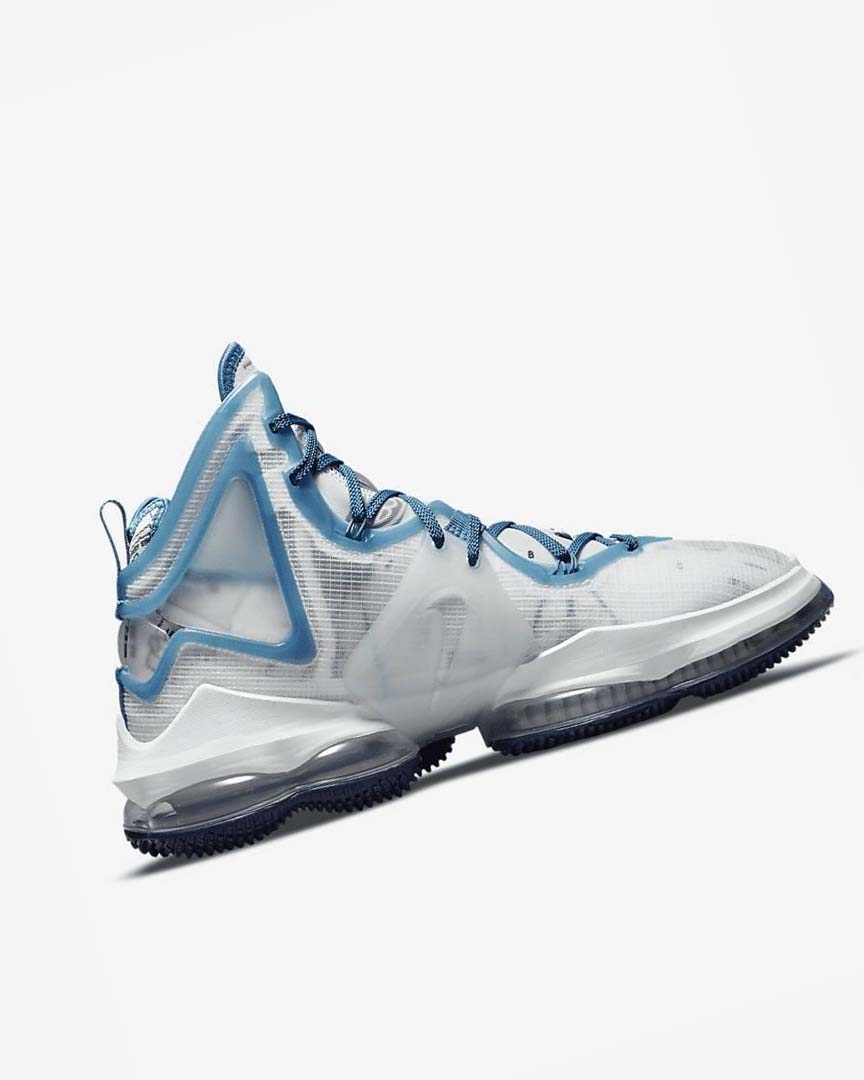 White / Blue / Blue Men's Nike LeBron 19 Basketball Shoes | UK4733