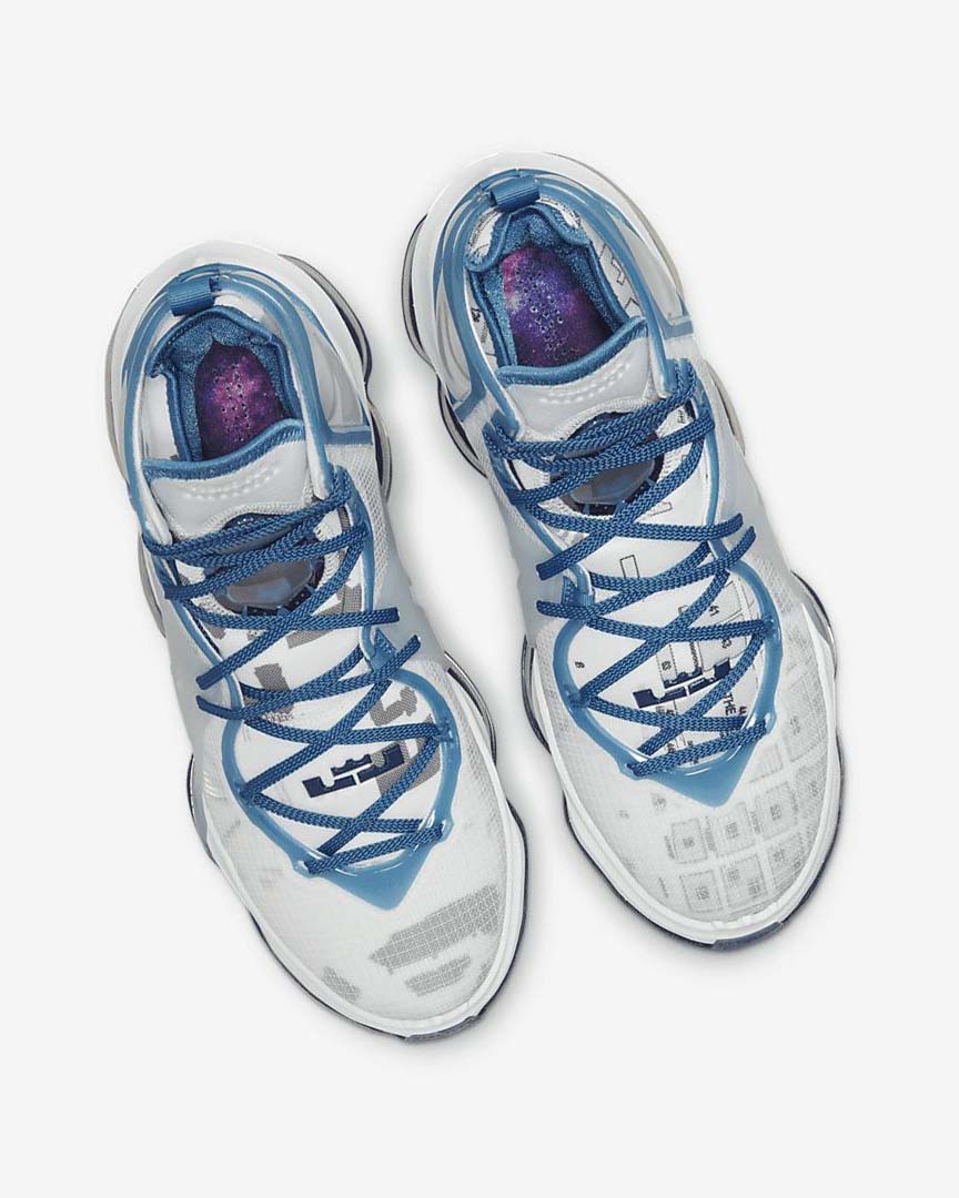 White / Blue / Blue Women's Nike LeBron 19 Basketball Shoes | UK3038