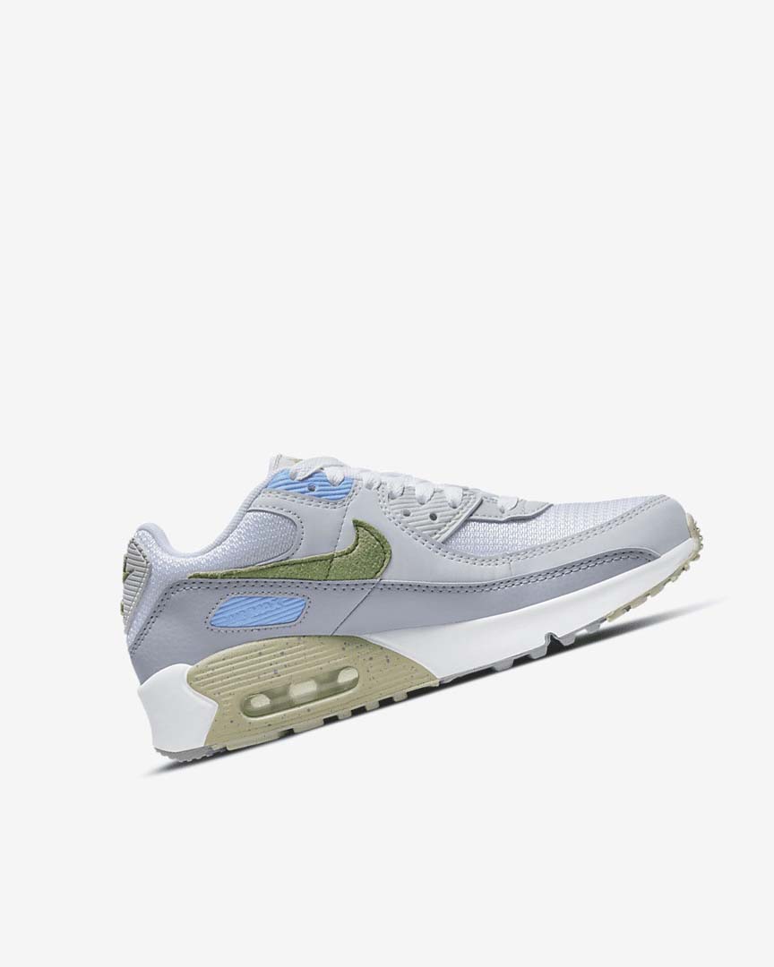 White / Blue / Grey Boys' Nike Air Max 90 Casual Shoes | UK5016