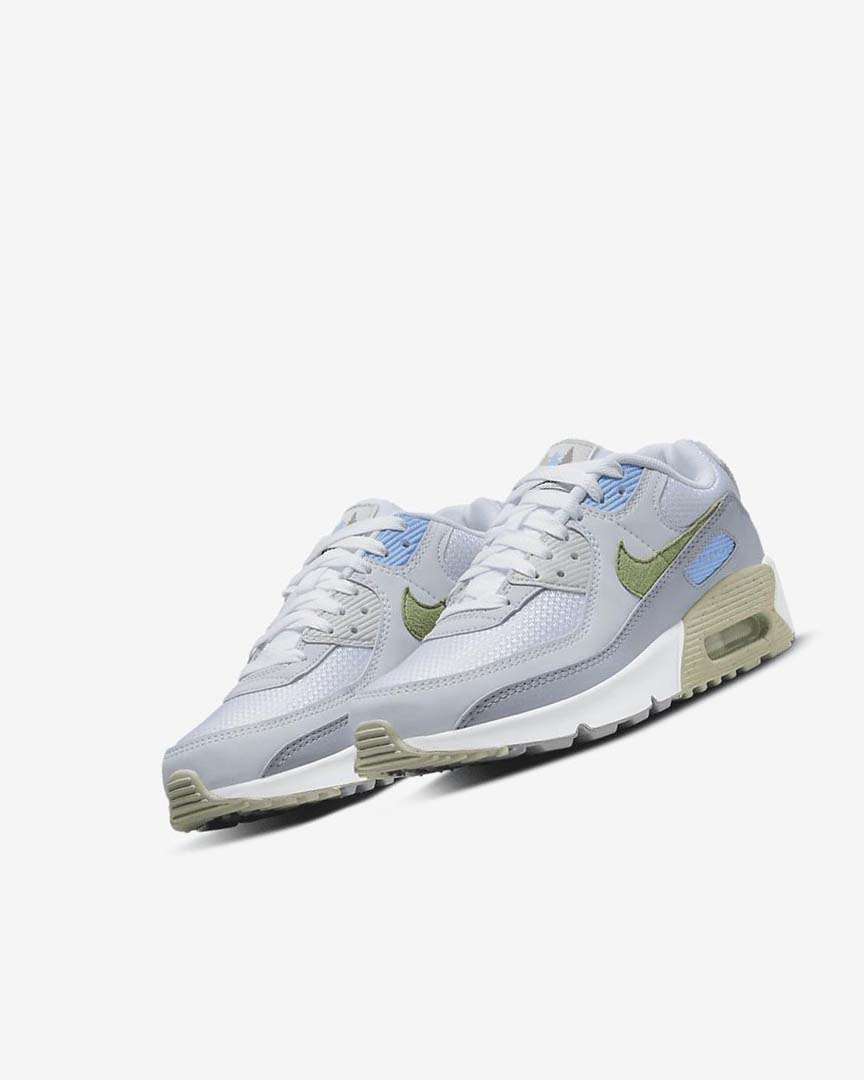 White / Blue / Grey Boys' Nike Air Max 90 Casual Shoes | UK5016