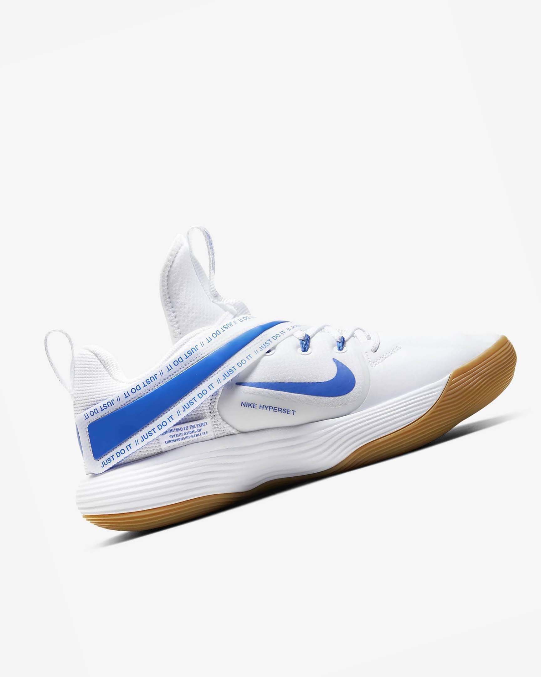 White / Blue Men's Nike React HyperSet Volleyball Shoes | UK3280