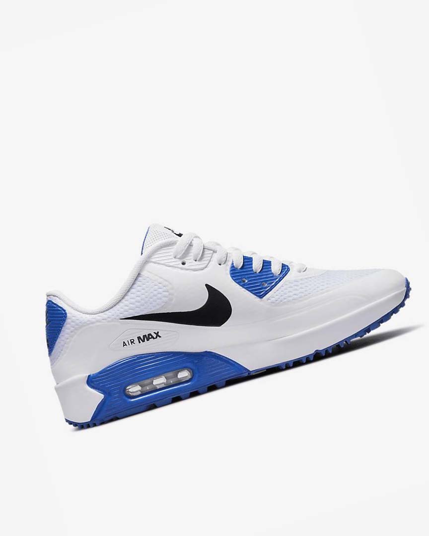 White / Blue / Platinum / Black Men's Nike Air Max 90 G Golf Shoes | UK2782