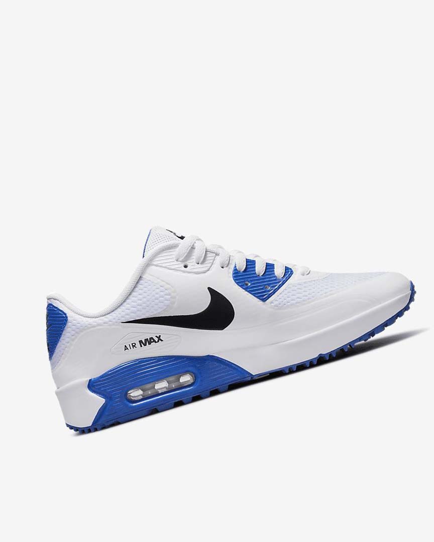 White / Blue / Platinum / Black Women's Nike Air Max 90 G Golf Shoes | UK2477