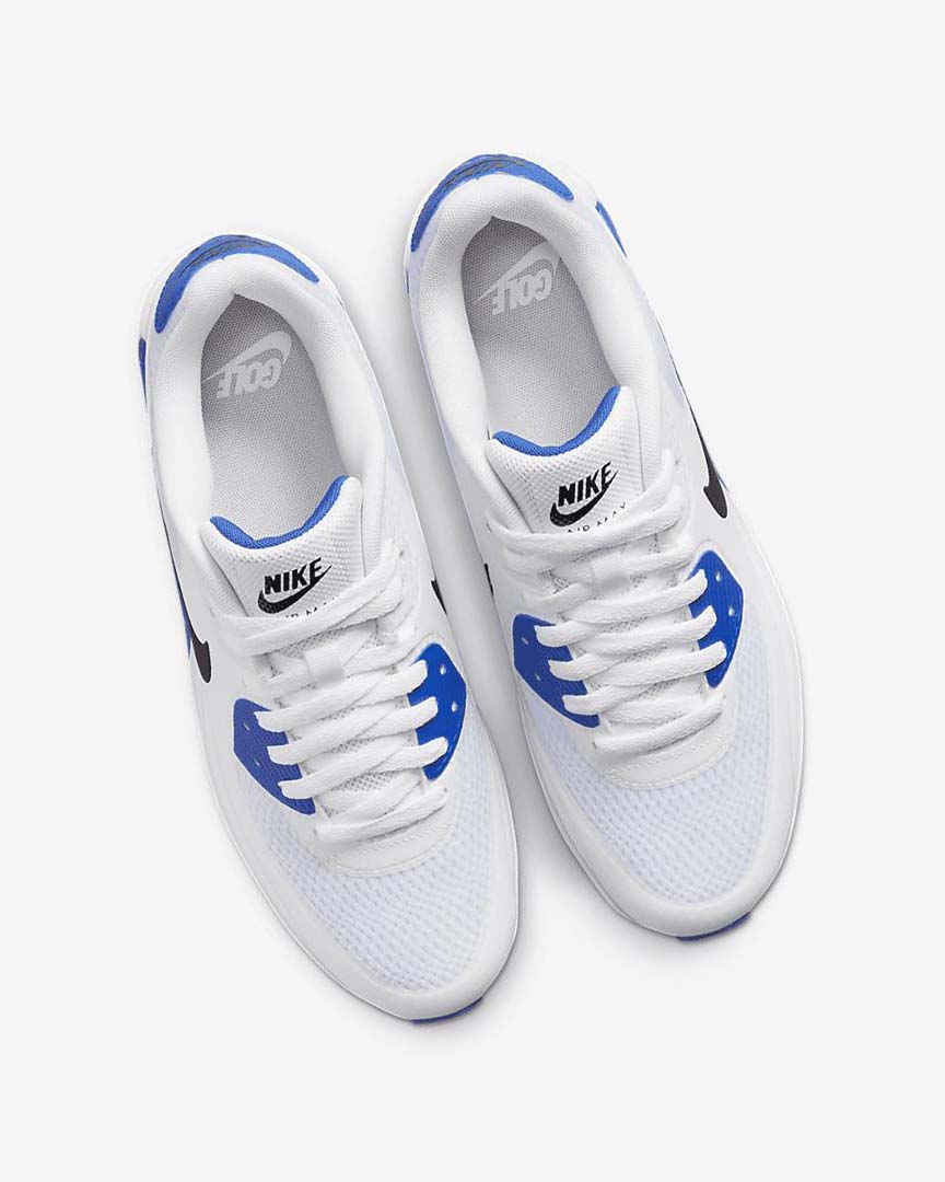 White / Blue / Platinum / Black Women's Nike Air Max 90 G Golf Shoes | UK2477