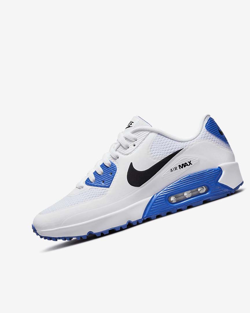 White / Blue / Platinum / Black Women\'s Nike Air Max 90 G Golf Shoes | UK2477