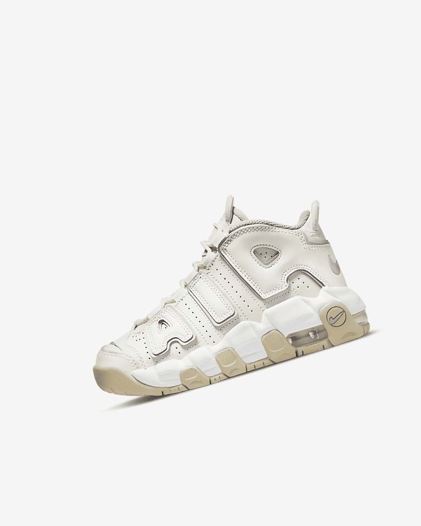 White / Brown / Light Girls\' Nike Air More Uptempo Sneakers | UK4630