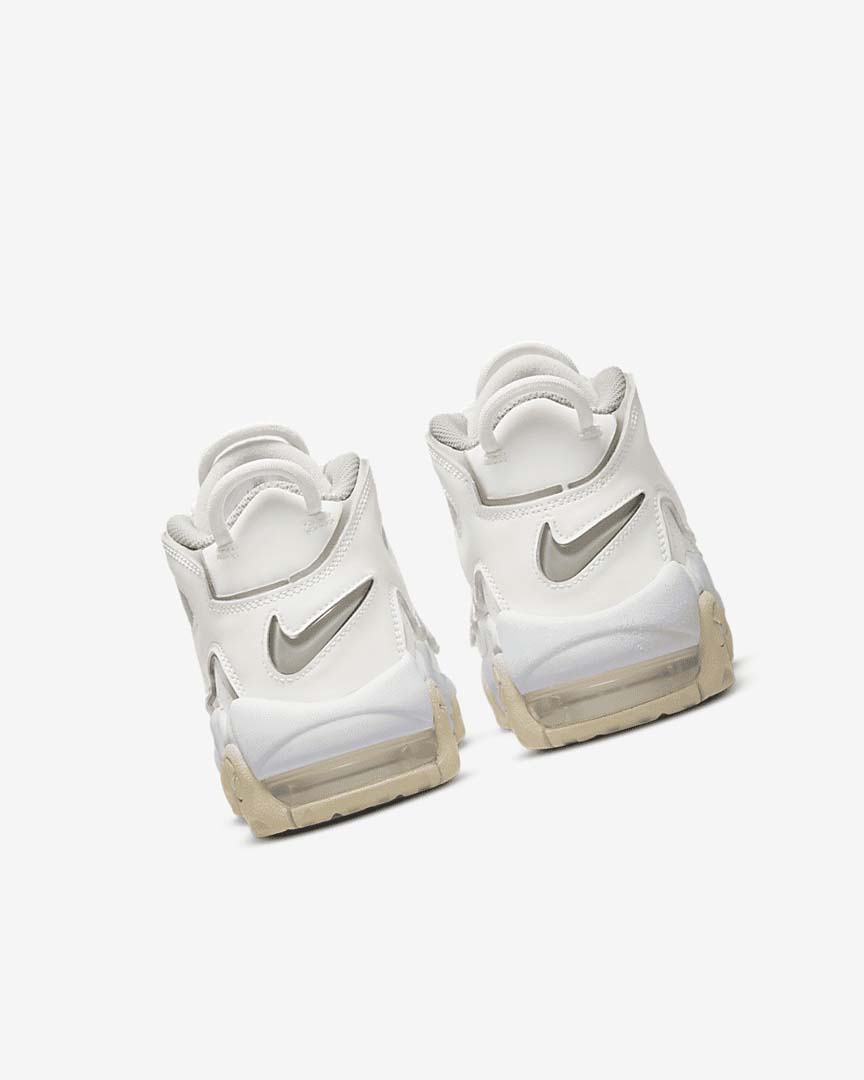 White / Brown / Light Girls' Nike Air More Uptempo Sneakers | UK4775