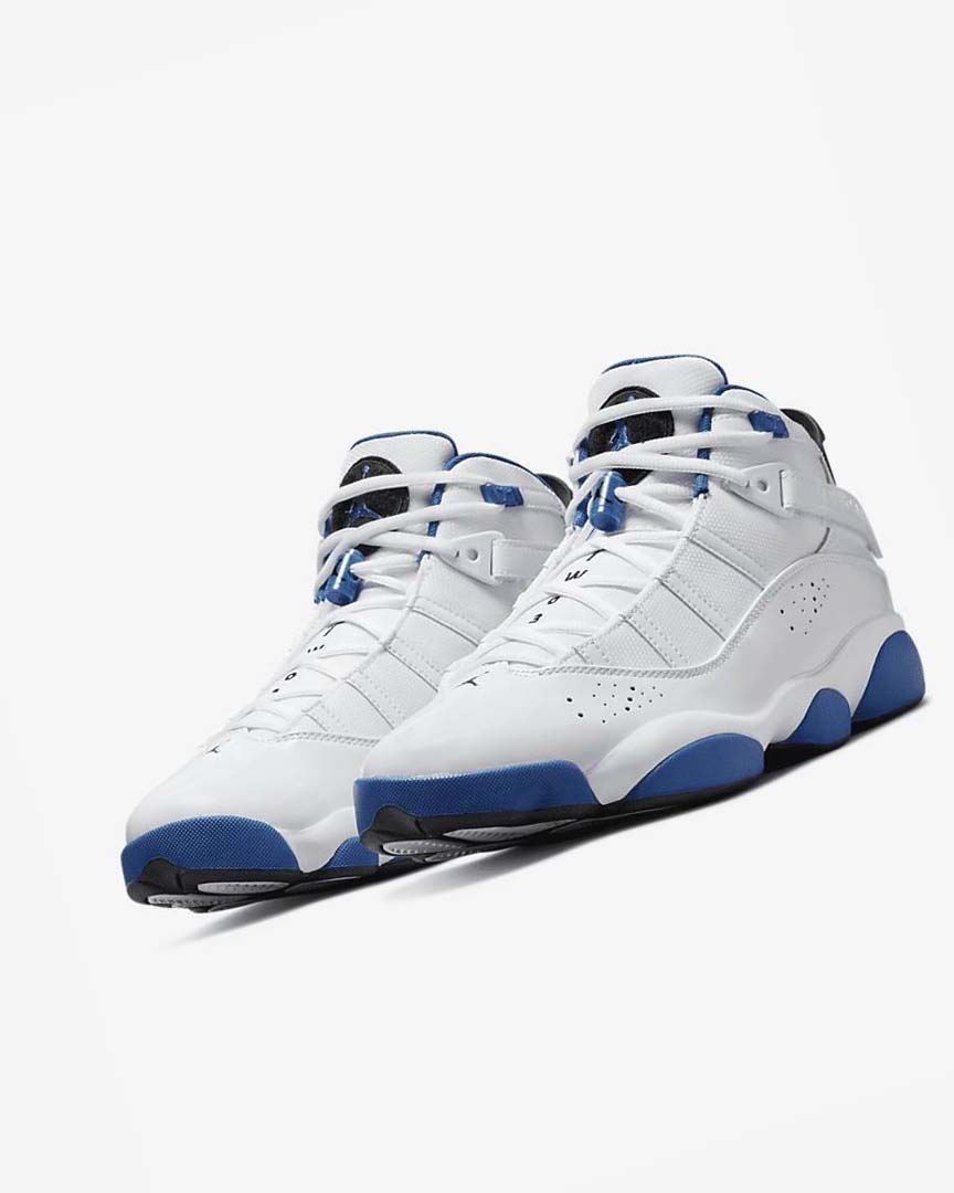 White / Dark Blue / White / Black Men's Nike Jordan 6 Rings Basketball Shoes | UK2643