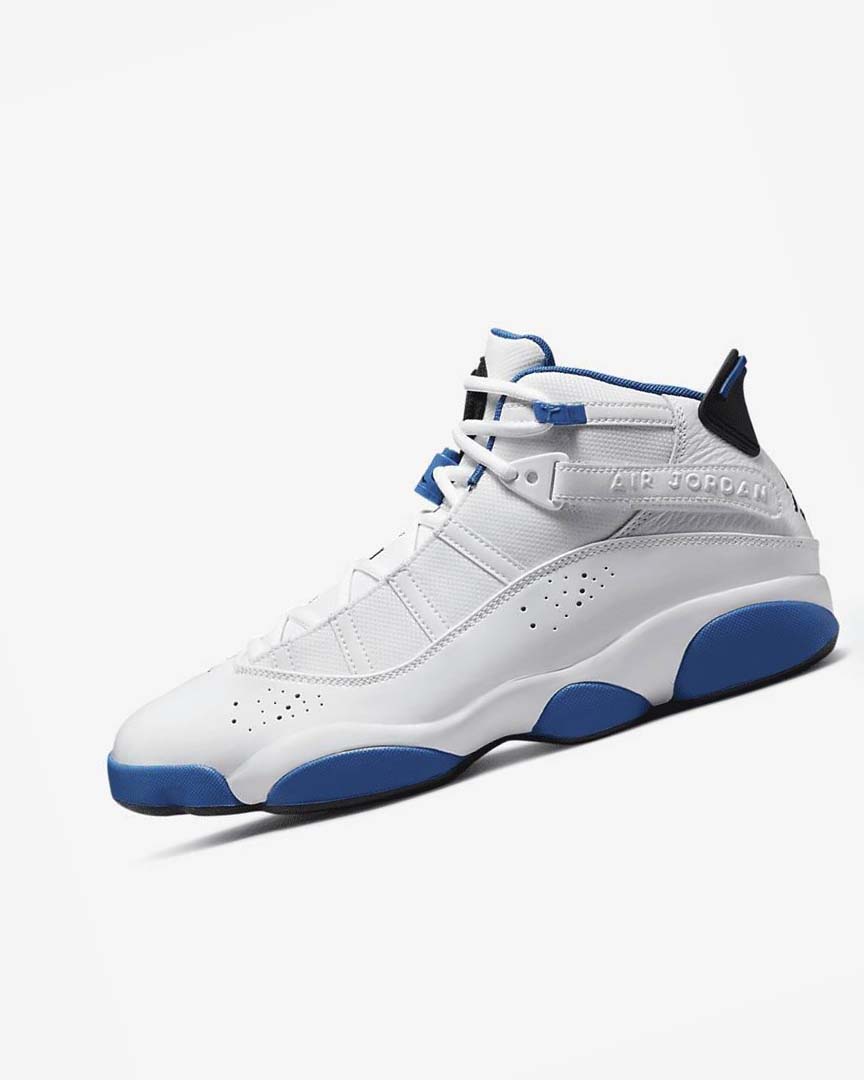 White / Dark Blue / White / Black Men\'s Nike Jordan 6 Rings Basketball Shoes | UK2643