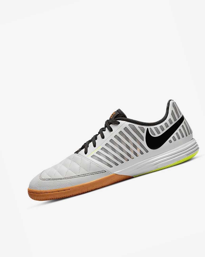 White / Deep Yellow / Black Men\'s Nike Lunar Gato II IC Football Shoes | UK2354