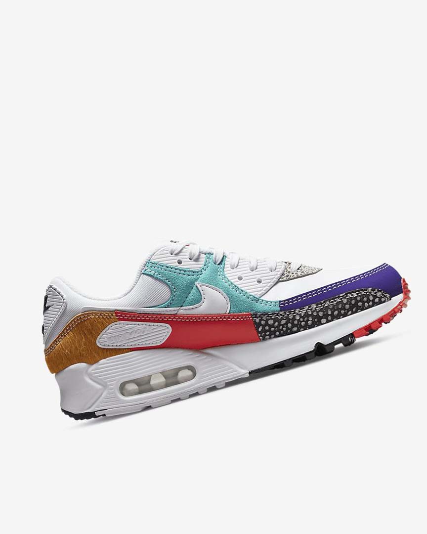 White / Deep Yellow / Red / White Women's Nike Air Max 90 SE Casual Shoes | UK4586