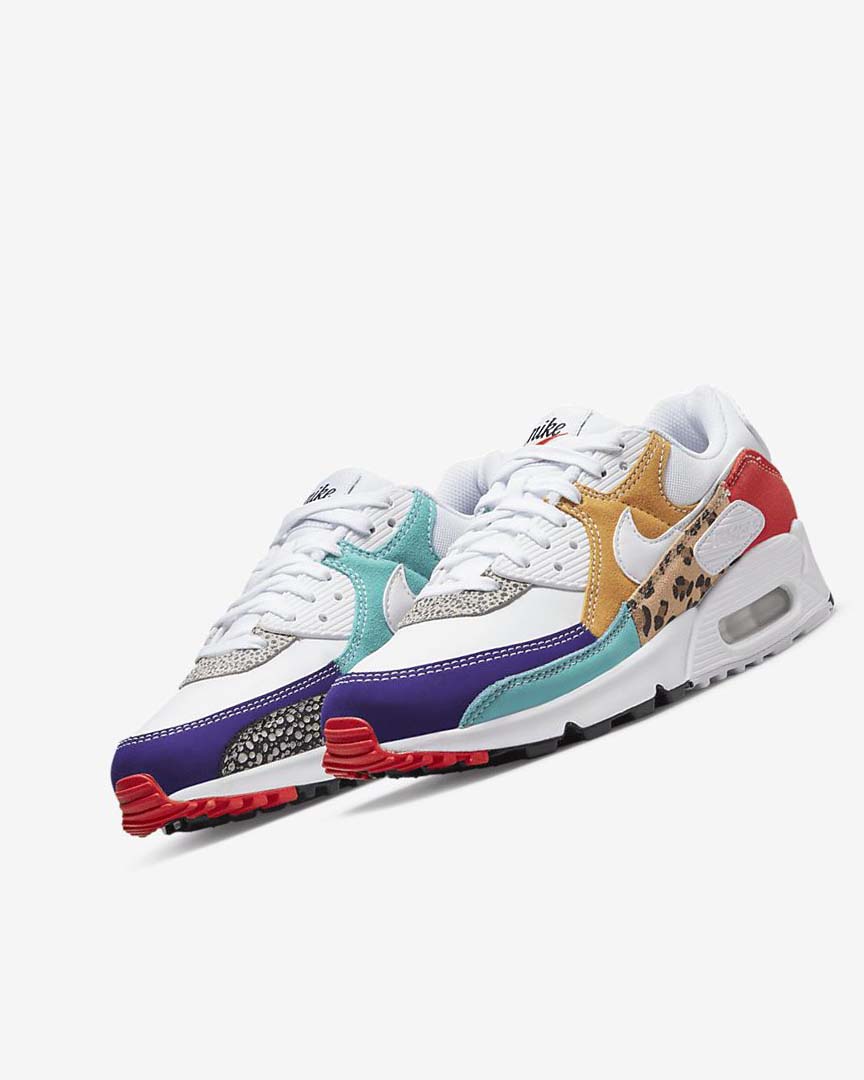 White / Deep Yellow / Red / White Women's Nike Air Max 90 SE Casual Shoes | UK4586