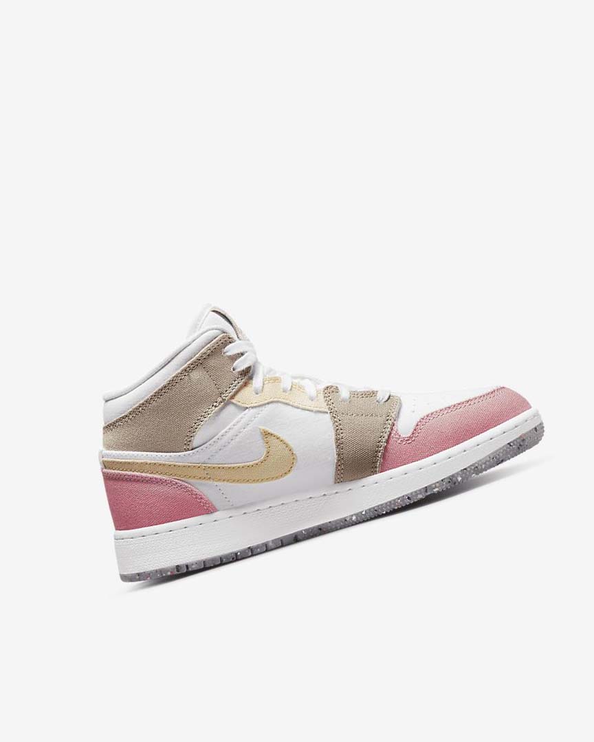 White / Green Girls' Nike Air Jordan 1 Mid SE Sneakers | UK2589