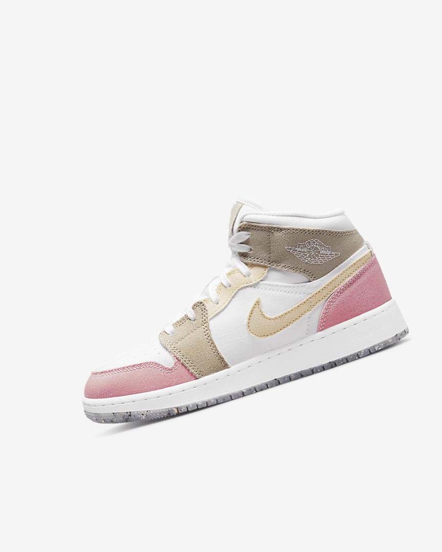 White / Green Girls\' Nike Air Jordan 1 Mid SE Sneakers | UK2589