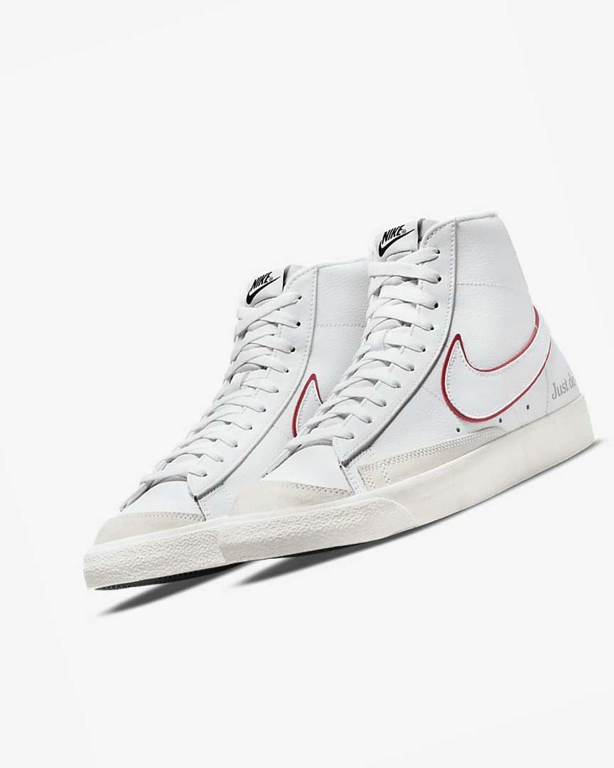 White / Green / Metal Silver / Red Men's Nike Blazer Mid '77 Sneakers | UK3242