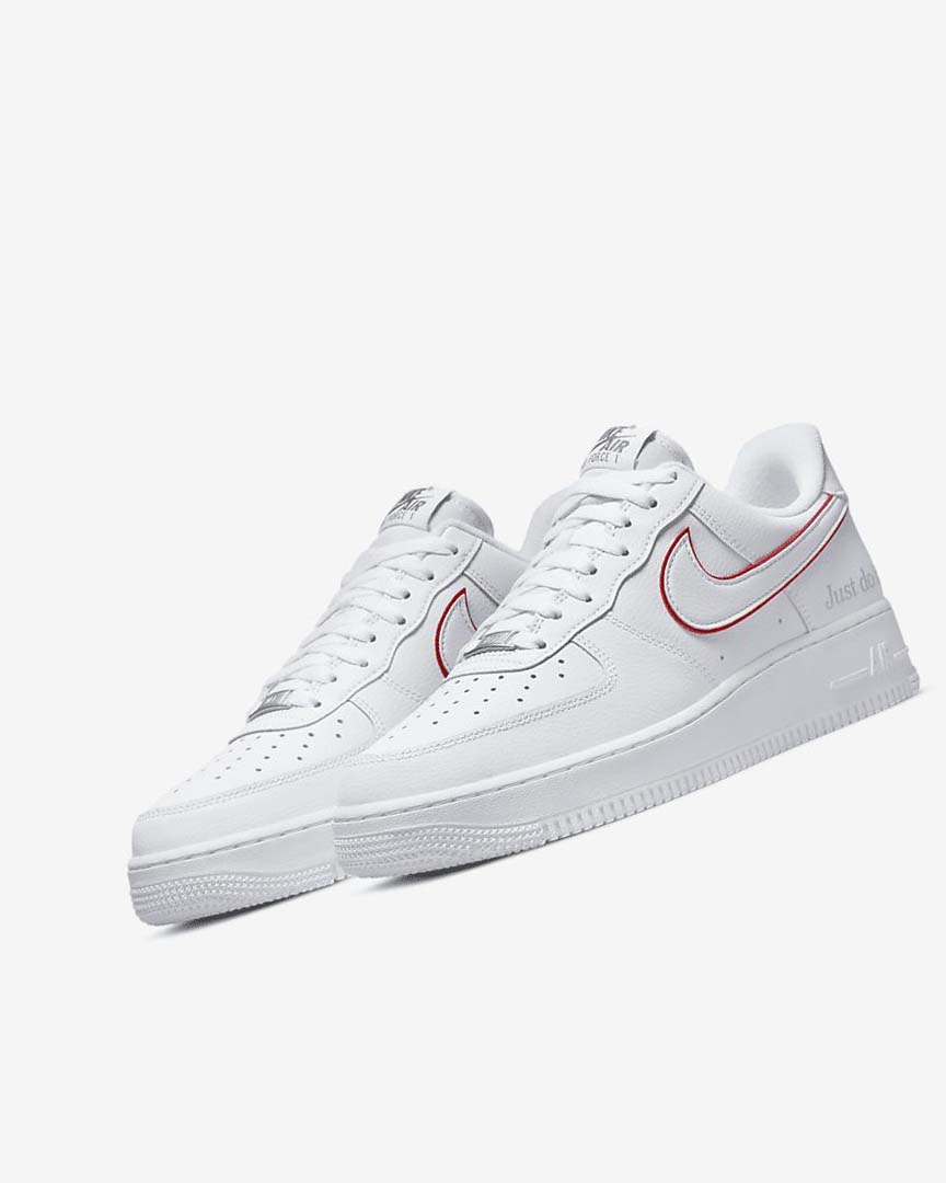 White / Green / Metal Silver / Red Men's Nike Air Force 1 Sneakers | UK4657