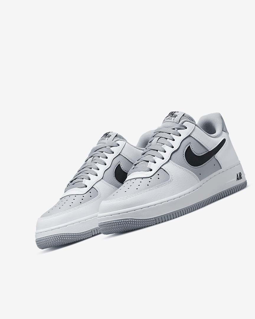 White / Grey / Black Men's Nike Air Force 1 '07 LV8 Sneakers | UK5164