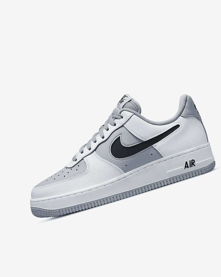 White / Grey / Black Men\'s Nike Air Force 1 \'07 LV8 Sneakers | UK5164