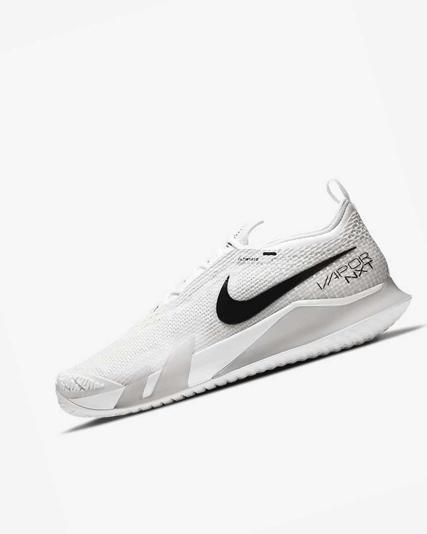 White / Grey / Black Men\'s Nike Court React Vapor NXT Tennis Shoes | UK4560