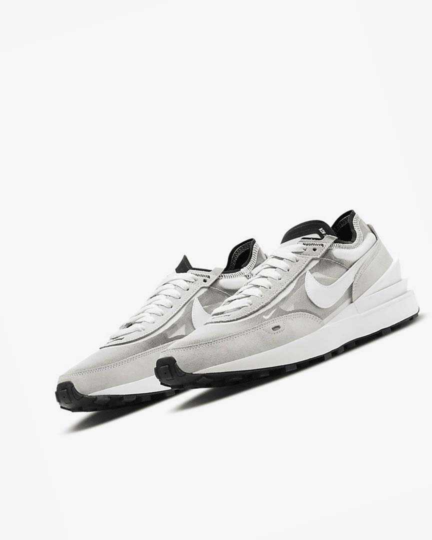 White / Grey / Black Men's Nike Waffle One Sneakers | UK2689