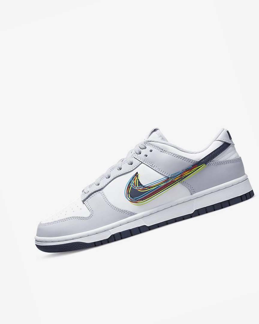 White / Grey / Blue Men\'s Nike Dunk Low Sneakers | UK5226