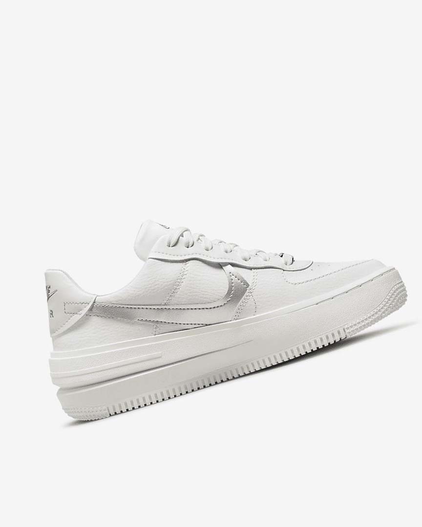 White / Grey / Metal Silver Women's Nike Air Force 1 PLT.AF.ORM Sneakers | UK5219