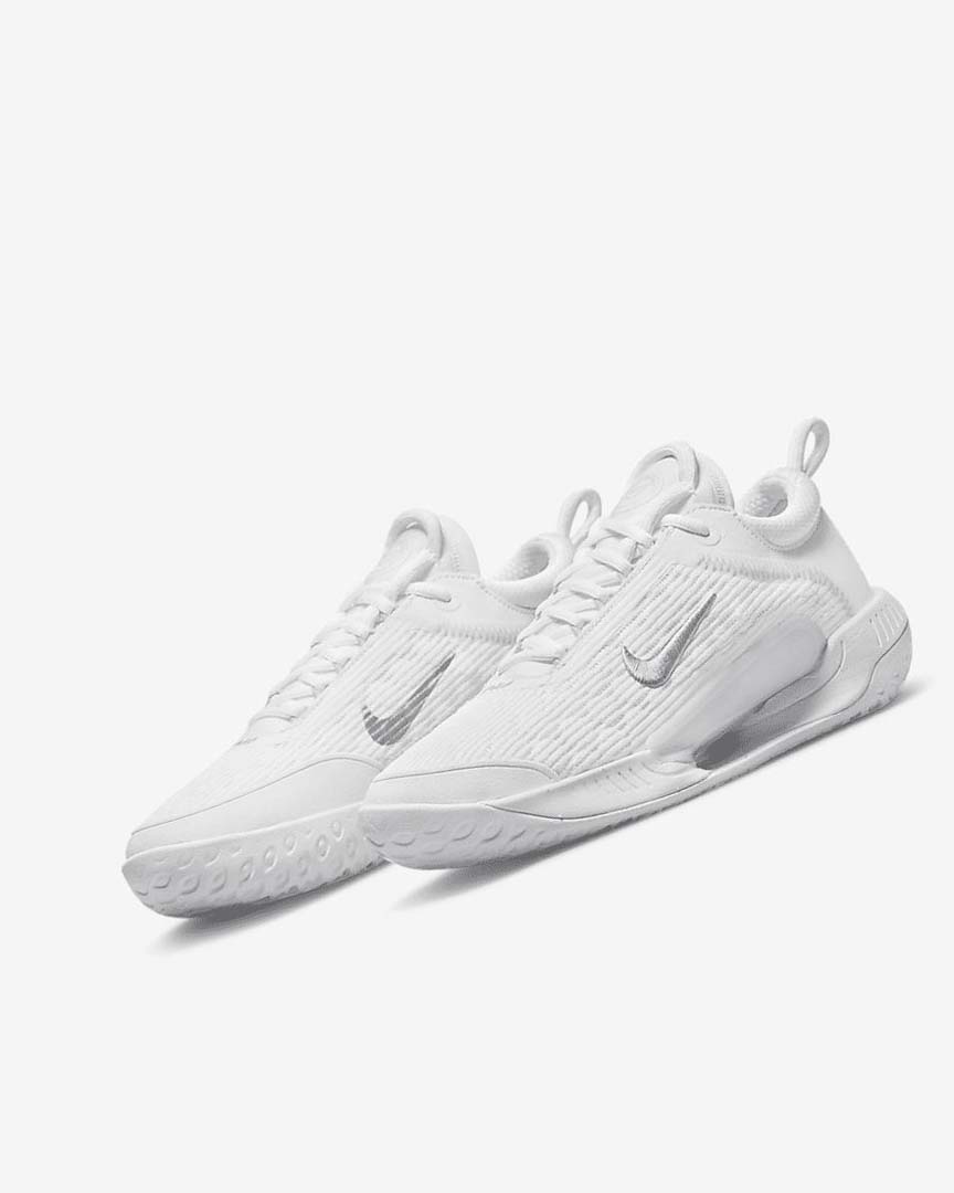 White / Grey / Metal Silver Women's Nike Court Zoom NXT Tennis Shoes | UK5308