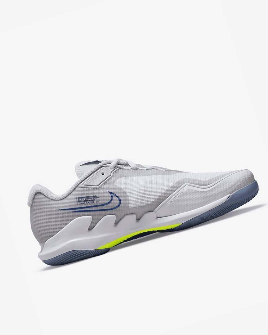 White / Grey / Navy Men's Nike Court Air Zoom Vapor Pro Tennis Shoes | UK4565