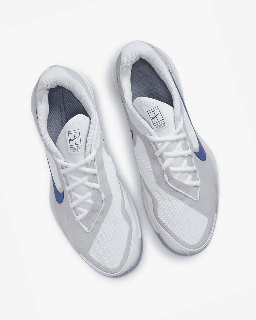 White / Grey / Navy Men's Nike Court Air Zoom Vapor Pro Tennis Shoes | UK4565