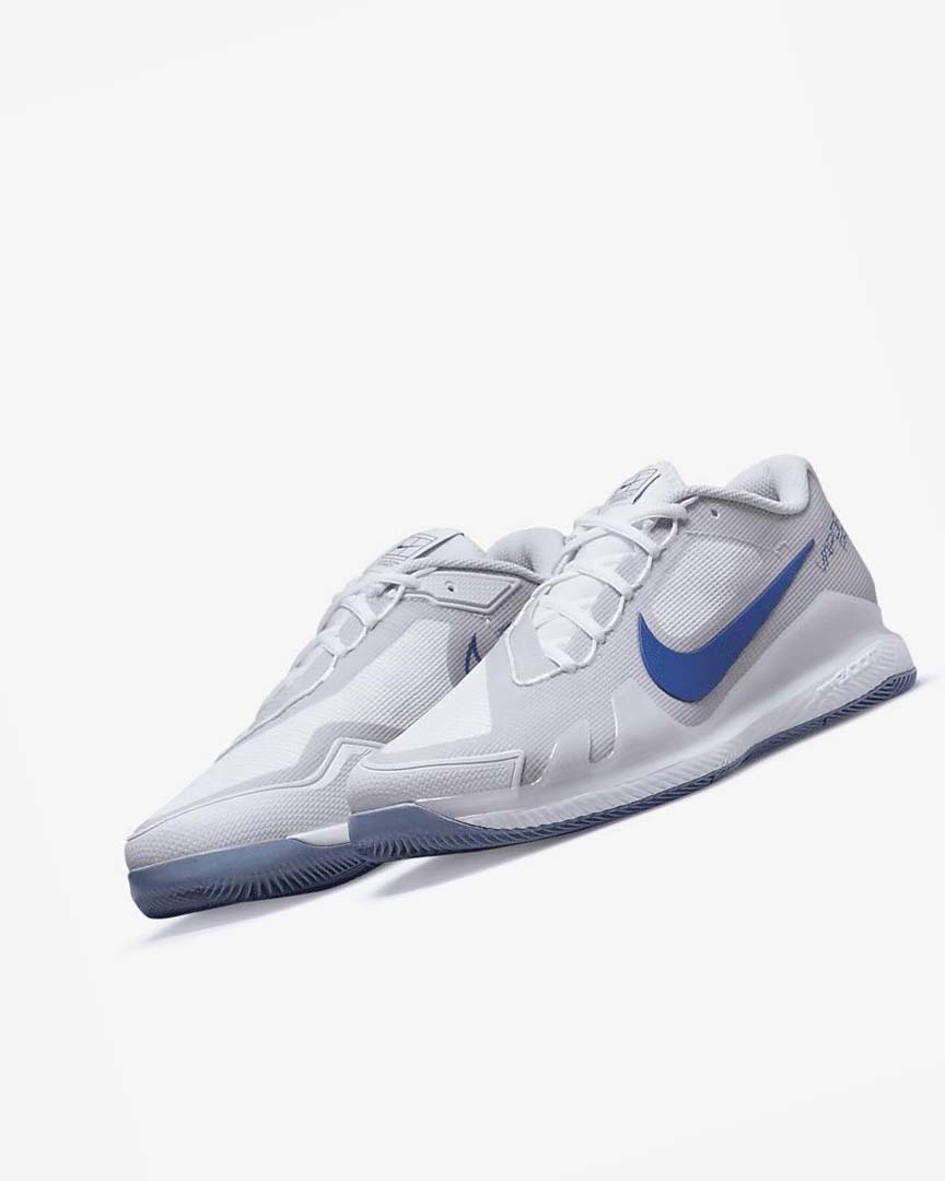 White / Grey / Navy Men's Nike Court Air Zoom Vapor Pro Tennis Shoes | UK4565