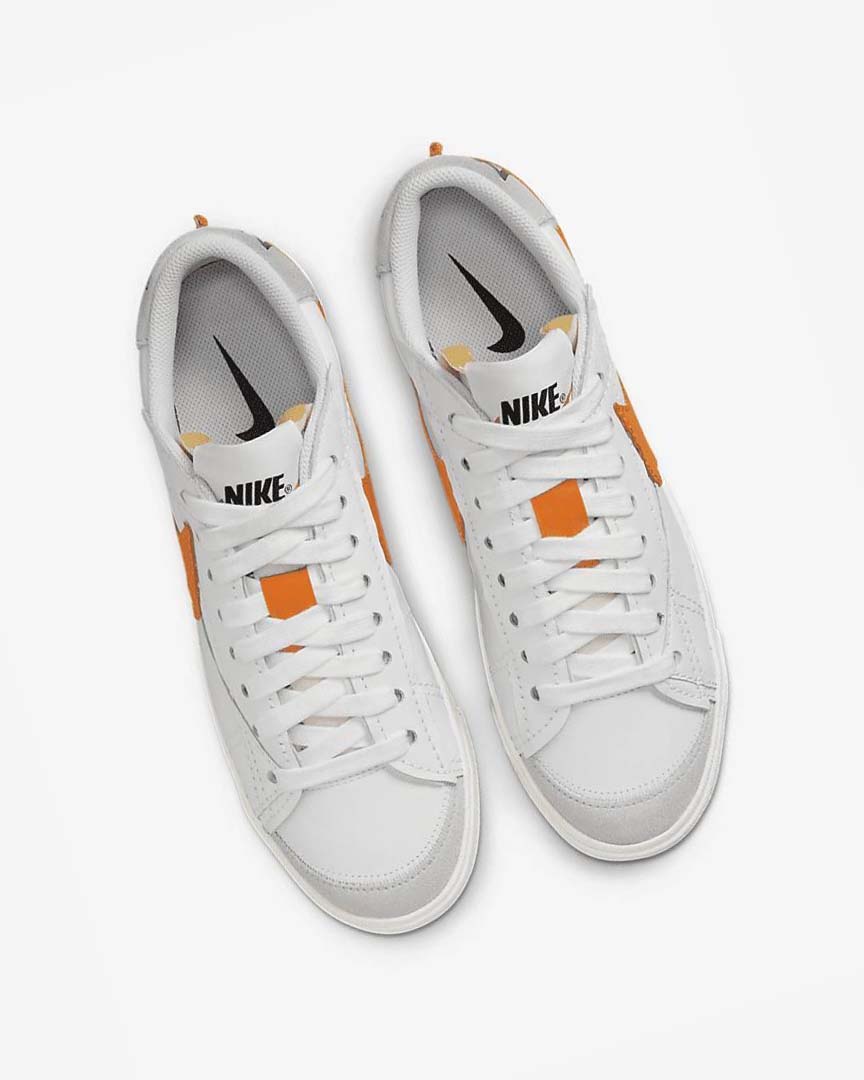 White / Grey / Orange Men's Nike Blazer Low '77 Jumbo Sneakers | UK2883