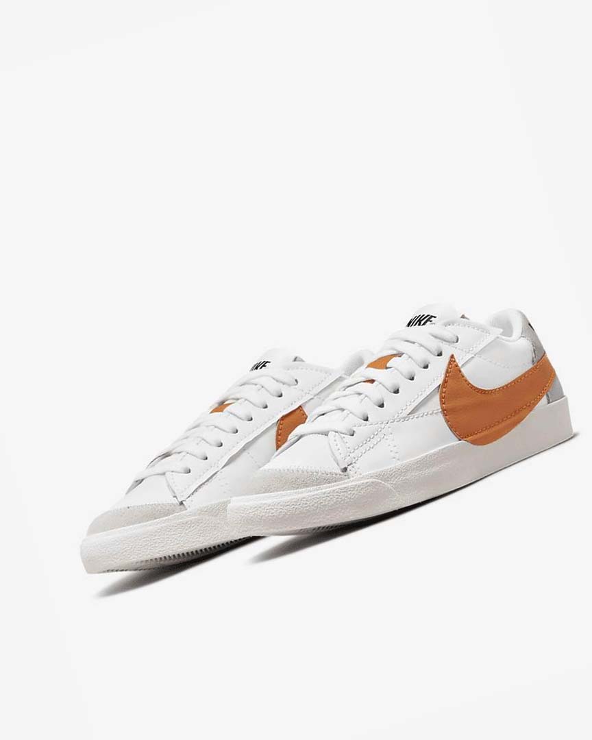 White / Grey / Orange Men's Nike Blazer Low '77 Jumbo Sneakers | UK2883