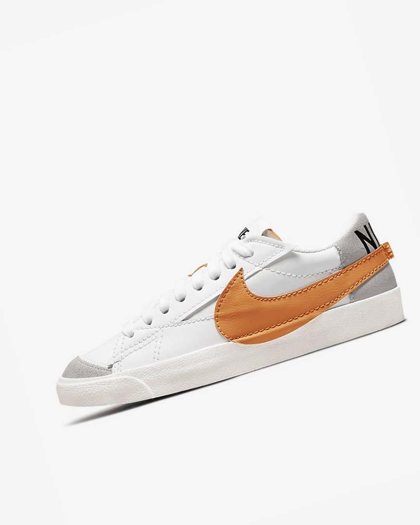 White / Grey / Orange Men\'s Nike Blazer Low \'77 Jumbo Sneakers | UK2883