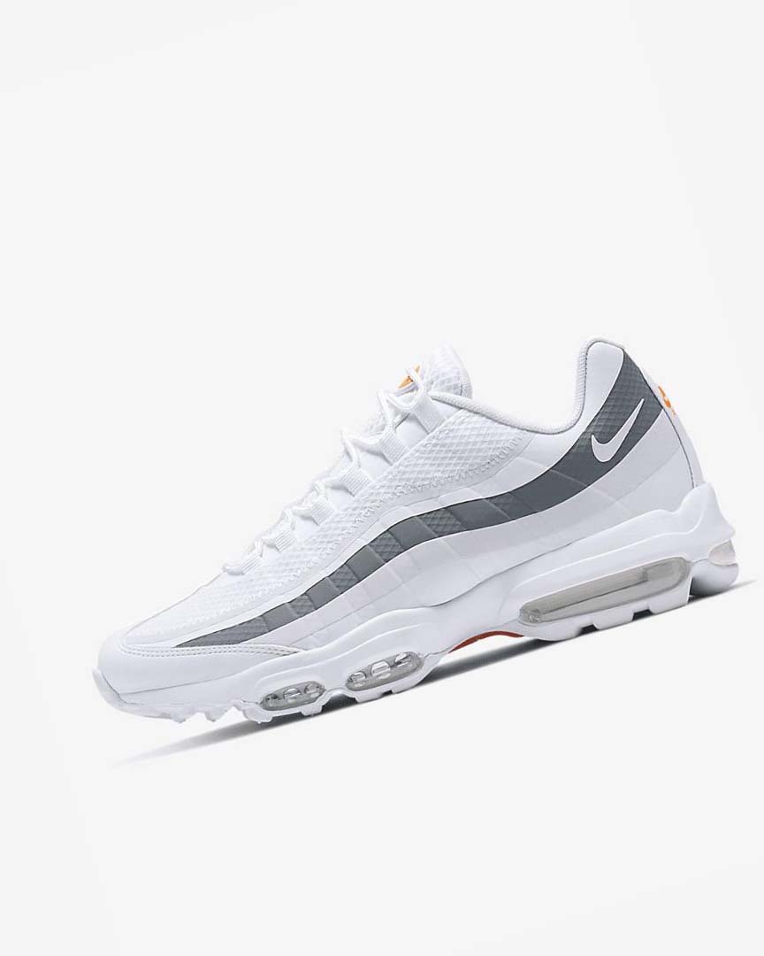 White / Grey / Orange / White Men\'s Nike Air Max 95 Ultra Casual Shoes | UK5529