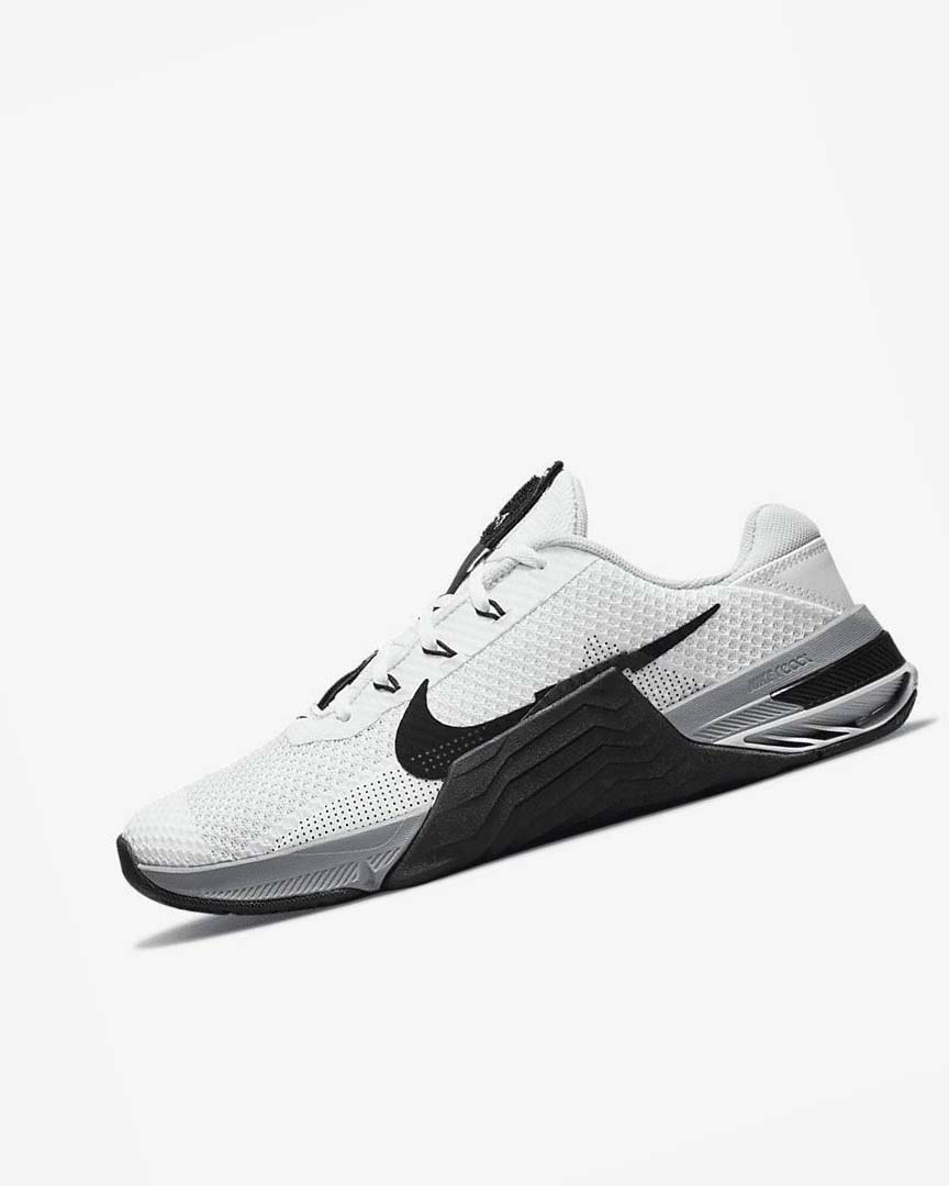 White / Grey / Platinum / Black Men\'s Nike Metcon 7 Training Shoes | UK2431