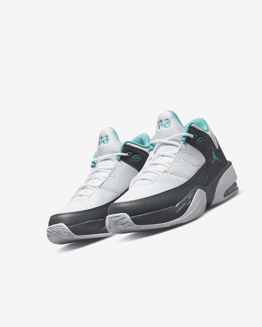 White / Grey / Turquoise Boys' Nike Jordan Max Aura 3 Basketball Shoes | UK2730