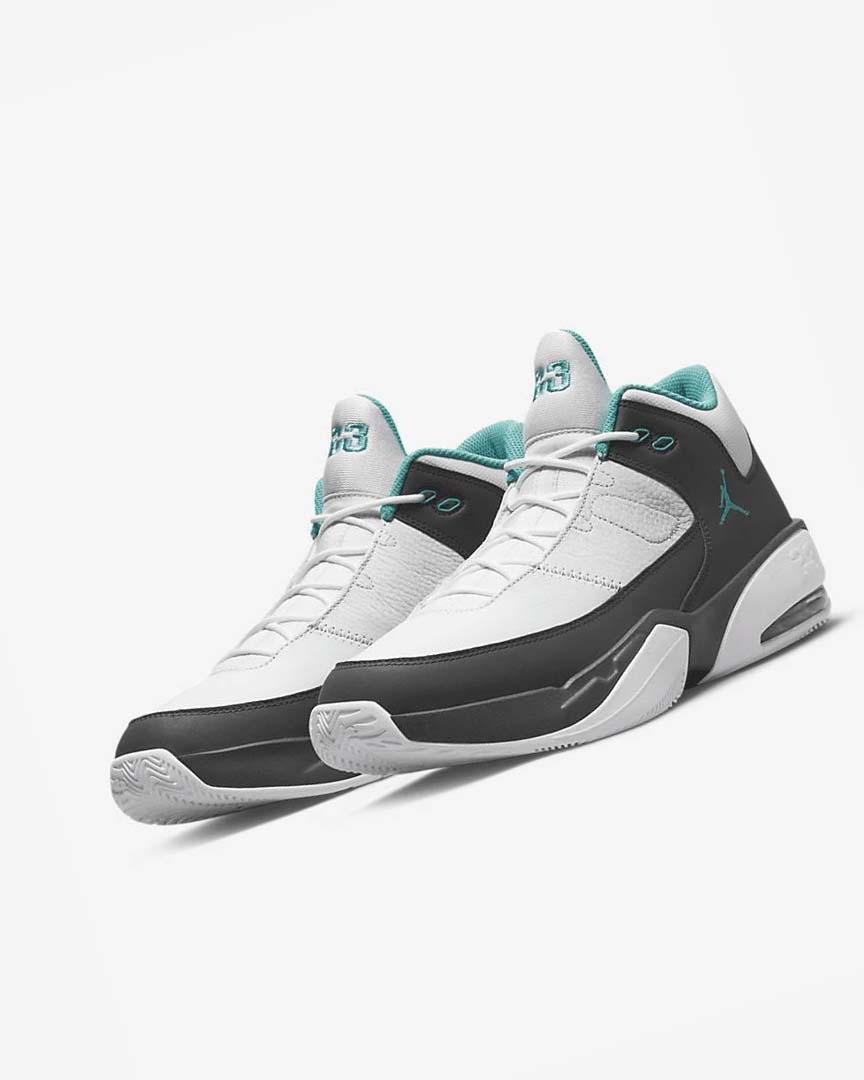 White / Grey / Turquoise Men's Nike Jordan Max Aura 3 Basketball Shoes | UK2991