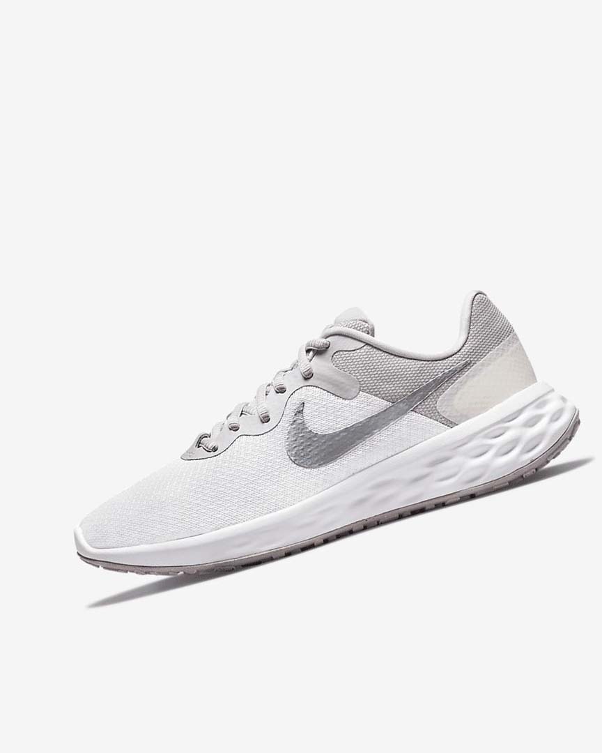 White / Grey Women\'s Nike Revolution 6 Next Nature Premium Running Shoes | UK4804