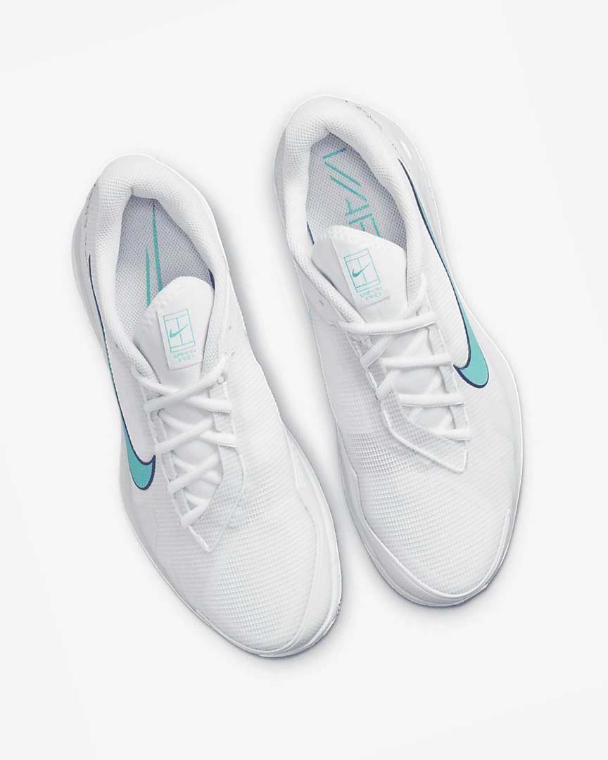 White / Light Beige / Deep Royal Blue / Turquoise Men's Nike Court Air Zoom Vapor Pro Tennis Shoes | UK5503