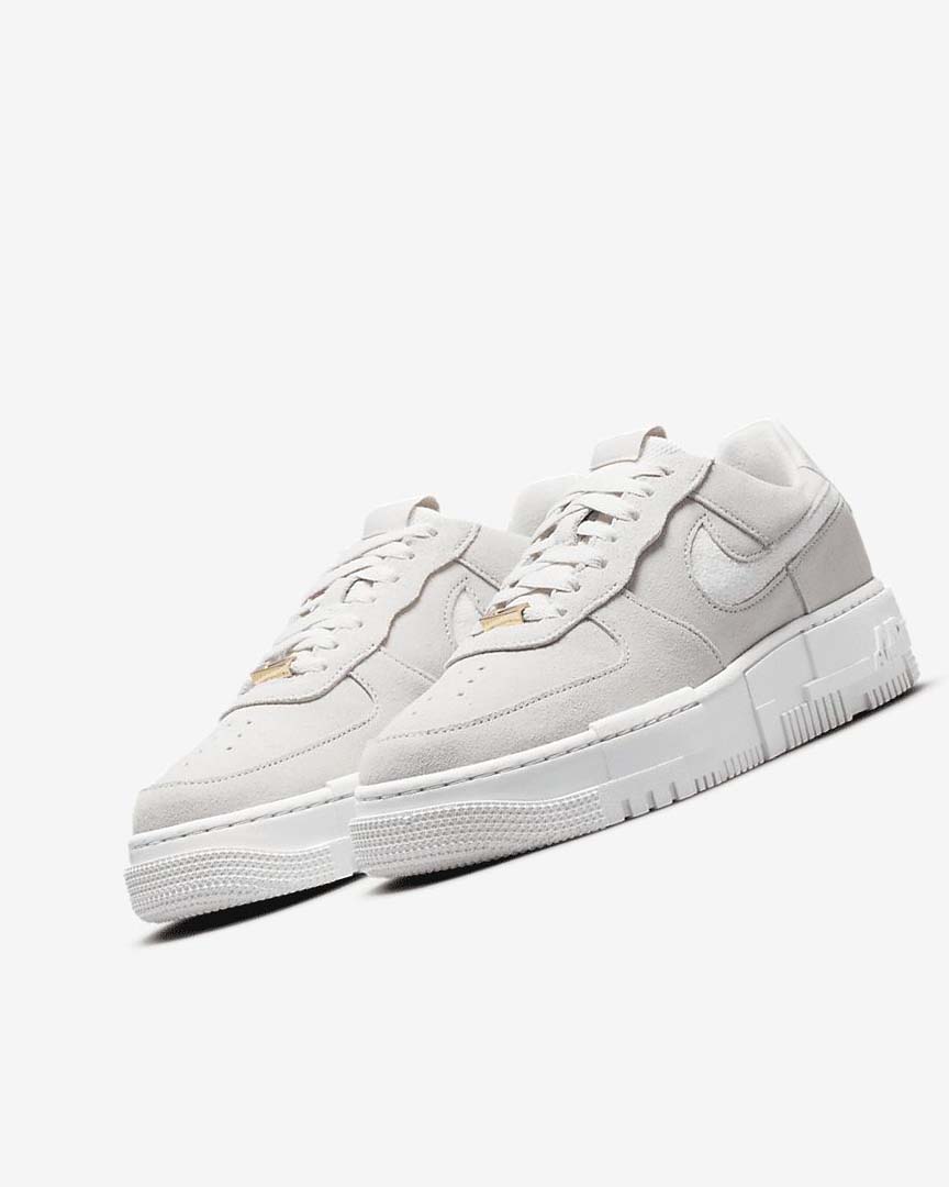 White / Light Beige / Pink Women's Nike Air Force 1 Pixel Sneakers | UK5576