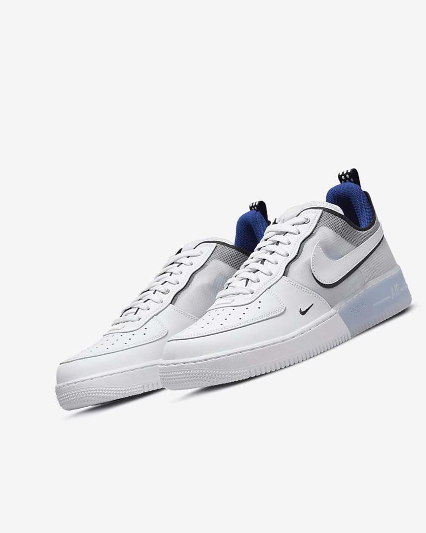 White / Light Blue / Deep Royal Blue / White Men's Nike Air Force 1 React Sneakers | UK5518