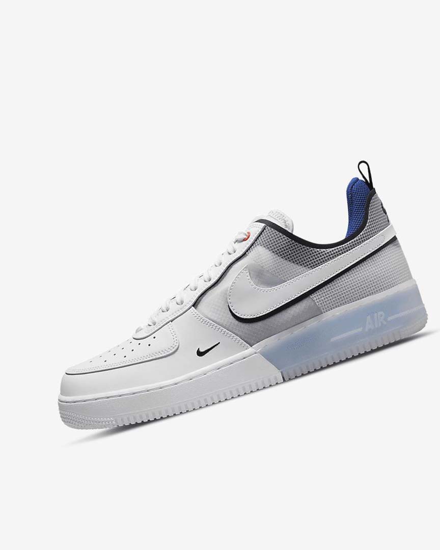 White / Light Blue / Deep Royal Blue / White Men\'s Nike Air Force 1 React Sneakers | UK5518