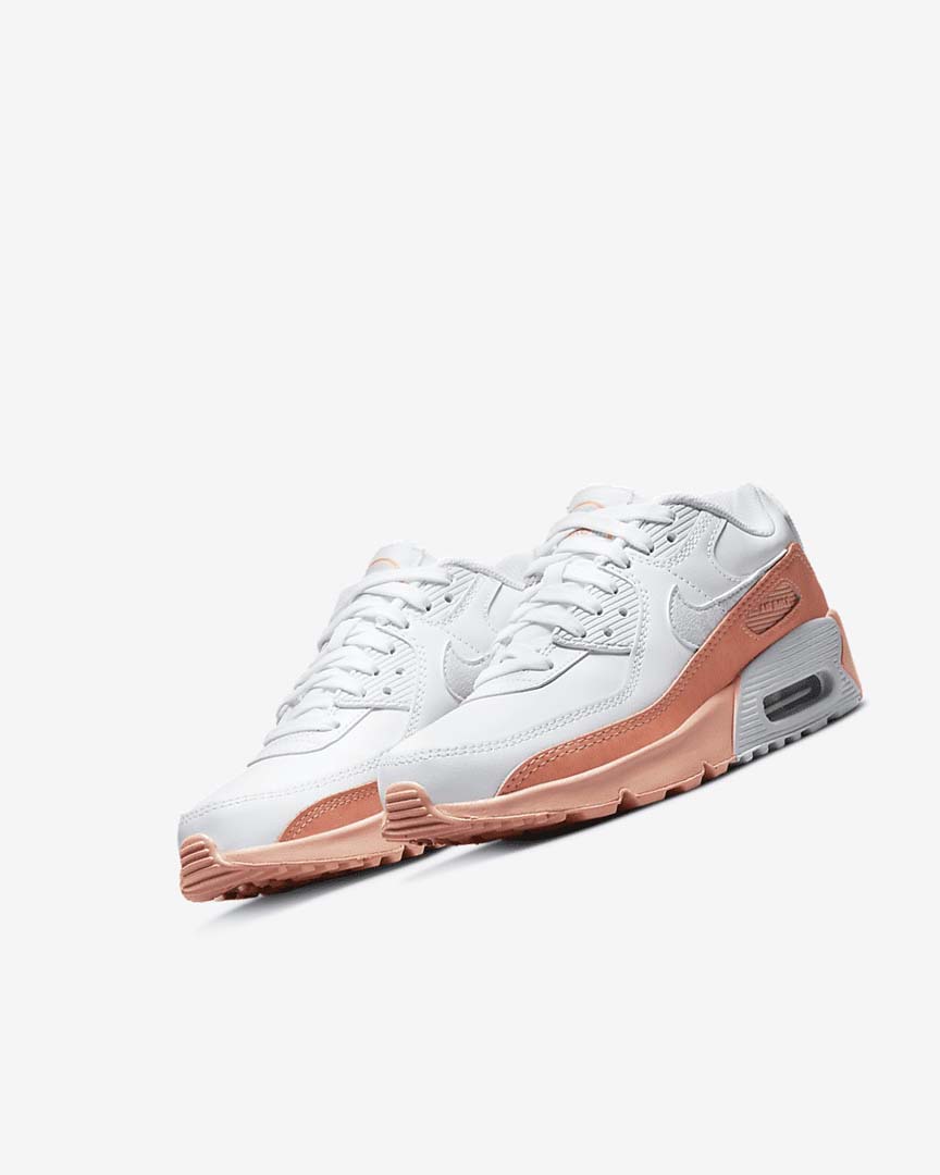 White / Light Boys' Nike Air Max 90 LTR SE Casual Shoes | UK2663