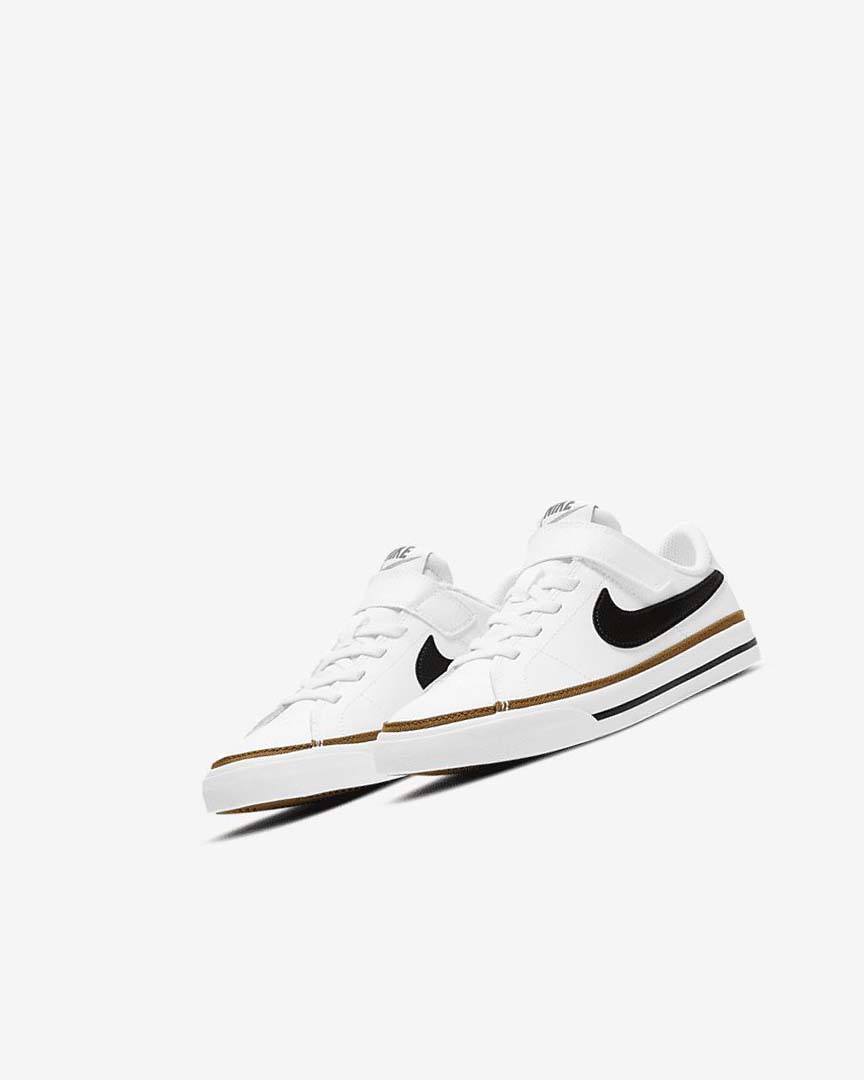 White / Light Brown / Black Boys' Nike Court Legacy Sneakers | UK4559