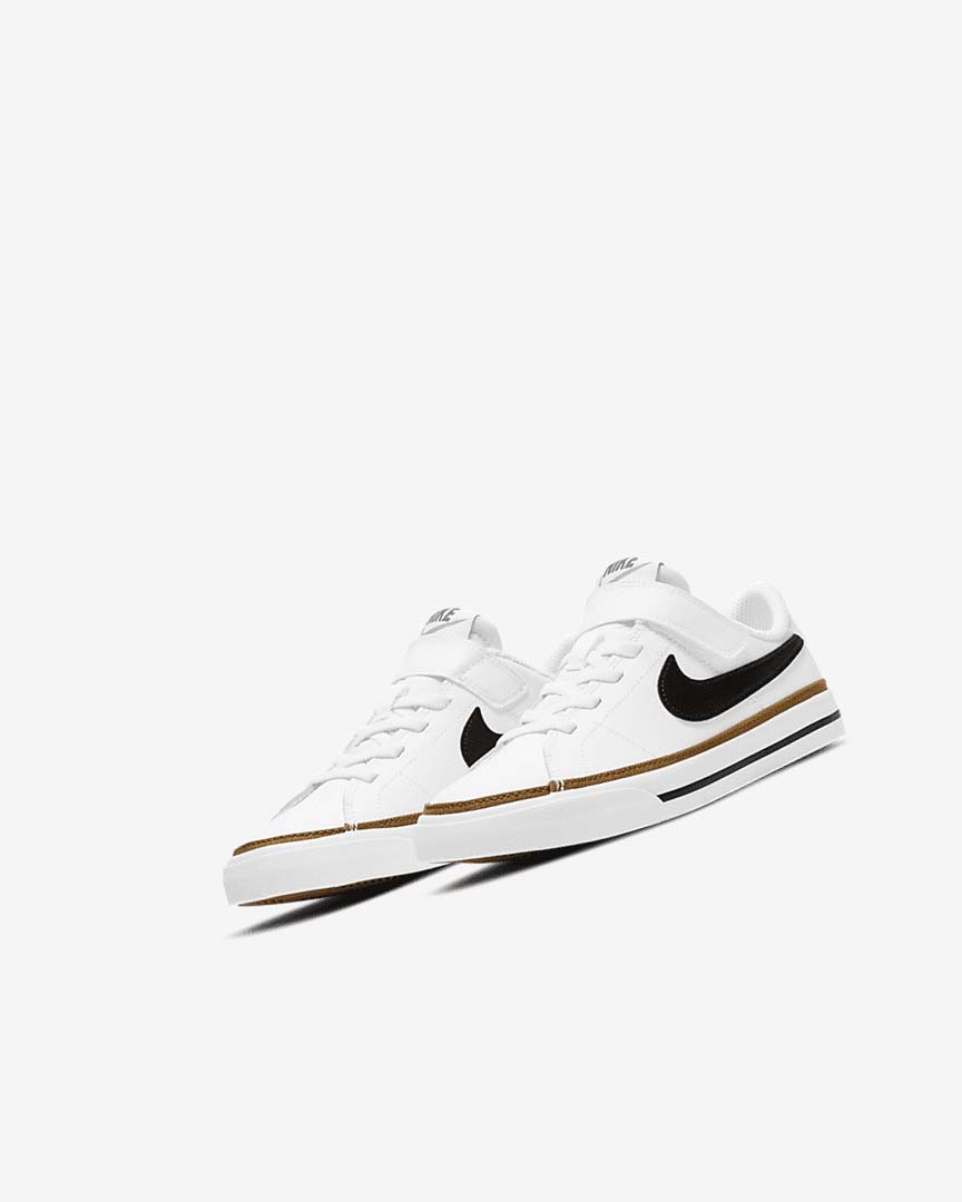 White / Light Brown / Black Girls' Nike Court Legacy Sneakers | UK4567