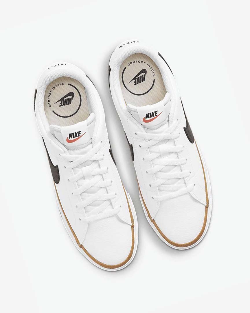 White / Light Brown / Black Men's Nike Court Legacy Sneakers | UK4848