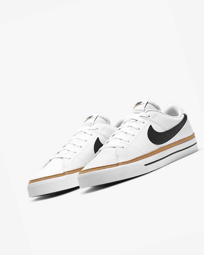 White / Light Brown / Black Men's Nike Court Legacy Sneakers | UK4848