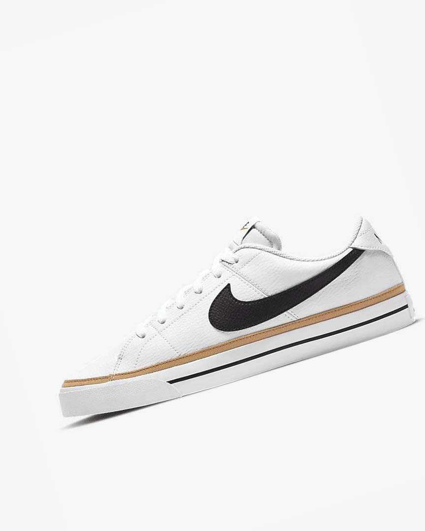 White / Light Brown / Black Men\'s Nike Court Legacy Sneakers | UK4848