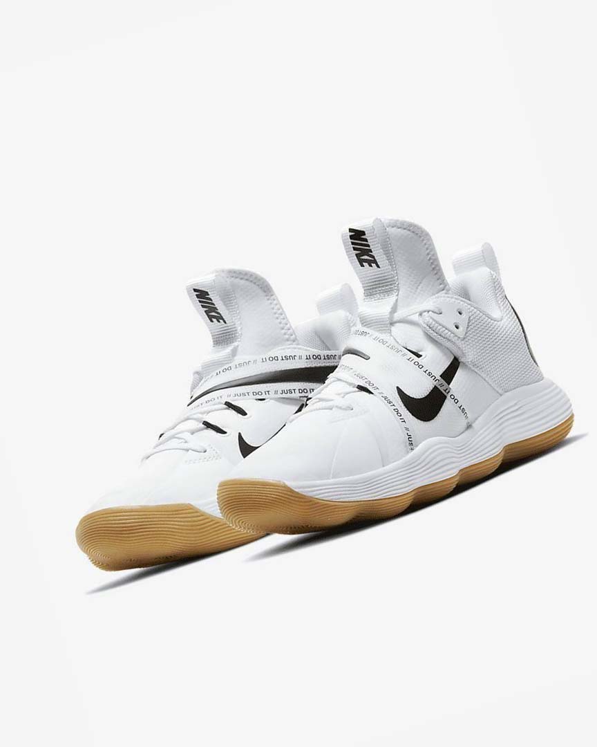 White / Light Brown / Black Men's Nike React HyperSet Volleyball Shoes | UK2787