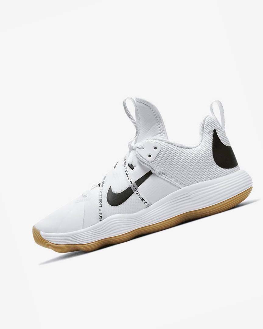 White / Light Brown / Black Men\'s Nike React HyperSet Volleyball Shoes | UK2787